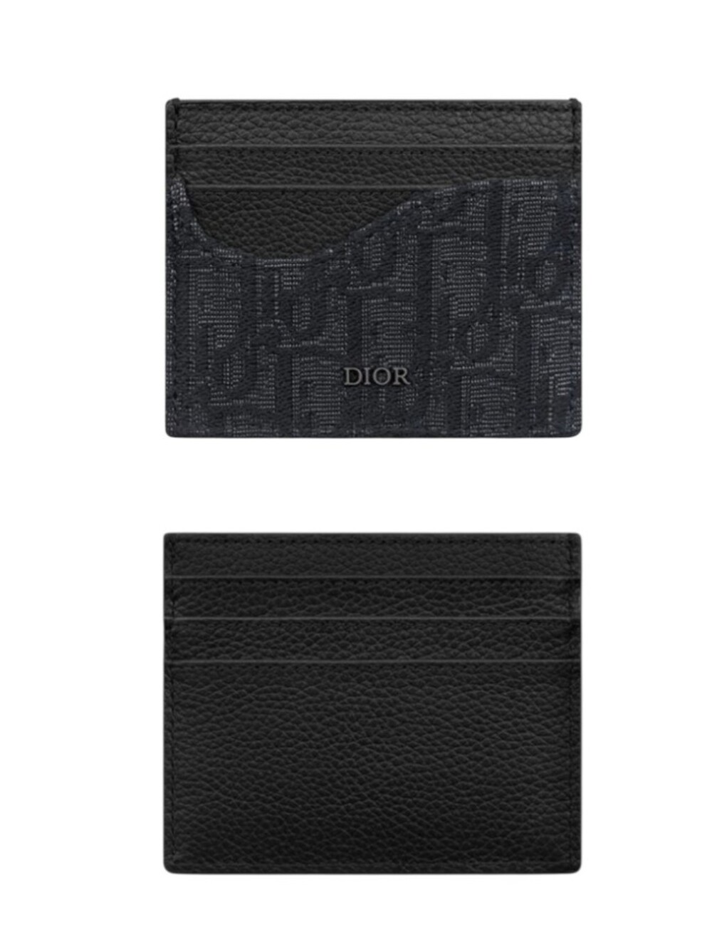 NEW! DIOR Saddle Card Holder Grained Calfskin Marquetry & Black Oblique Jacquard